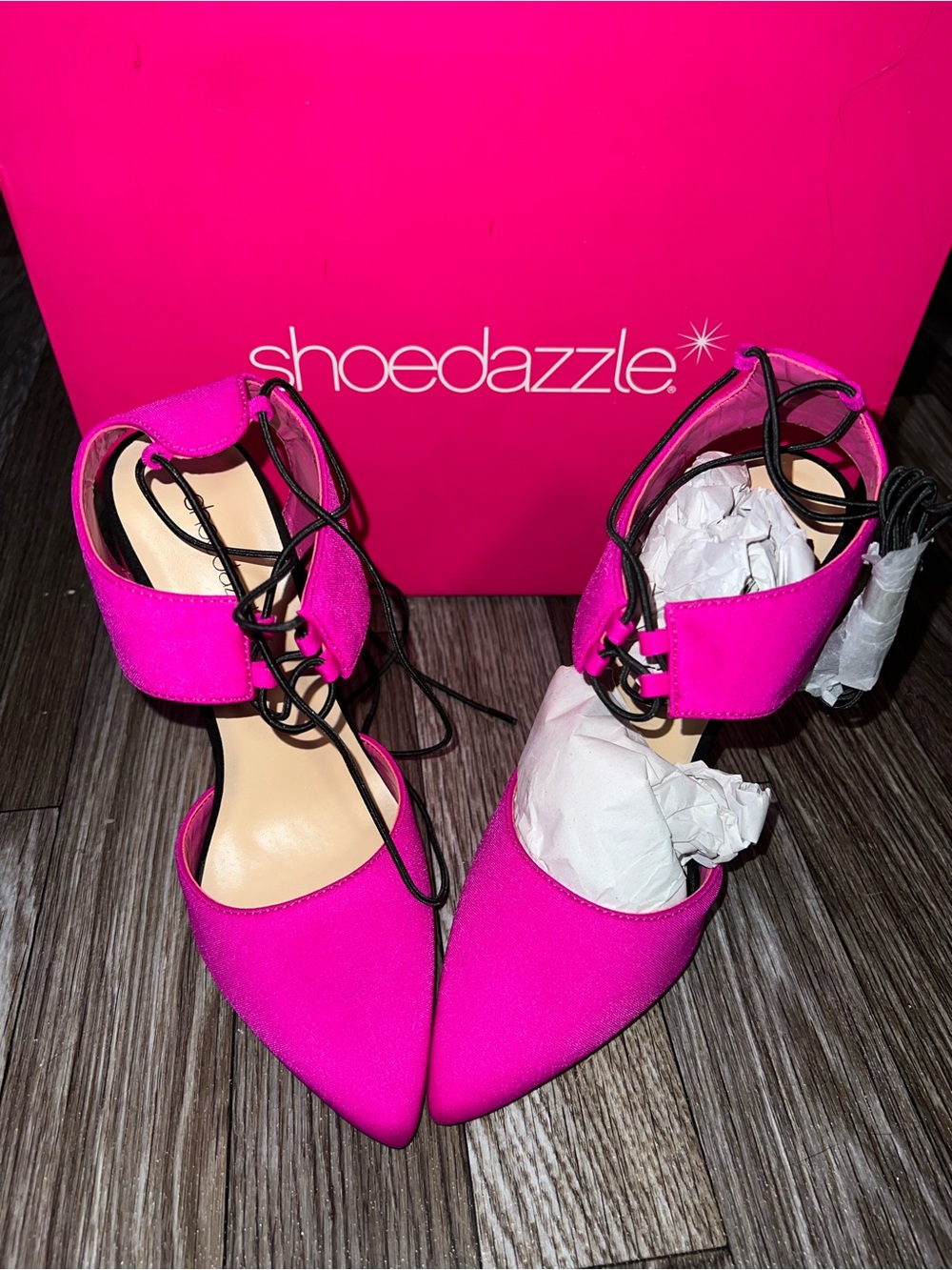 NWT Shoedazzle Hot Pink Taara Lace-up Pumps Sz6